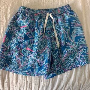 Chubbies Blue and Pink Leaf Print Men's Swim Shorts